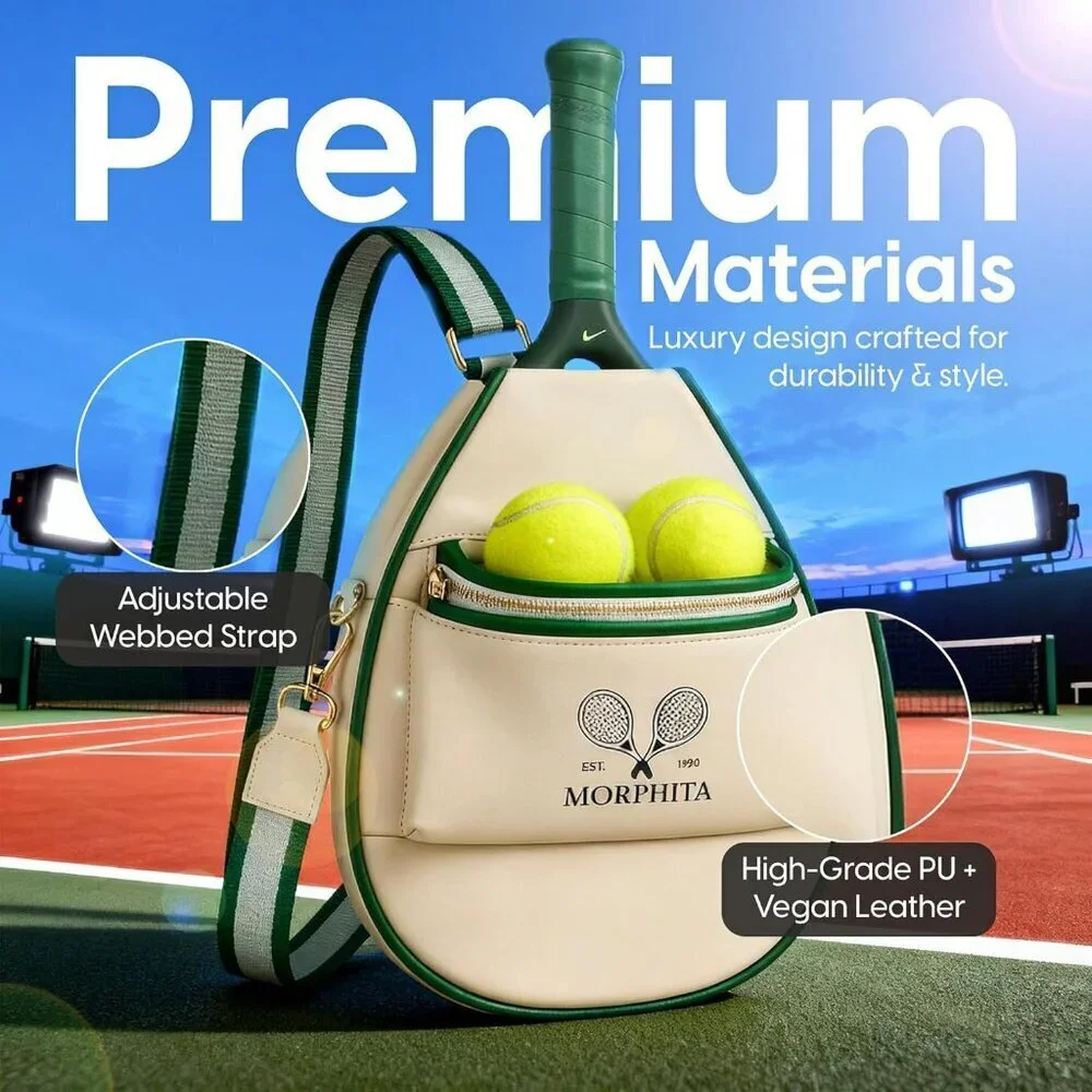 Women’s Padel Pickleball Bag Vegan Leather Compact Racket Pouch Tote